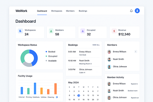 Co-Working Dashboard
